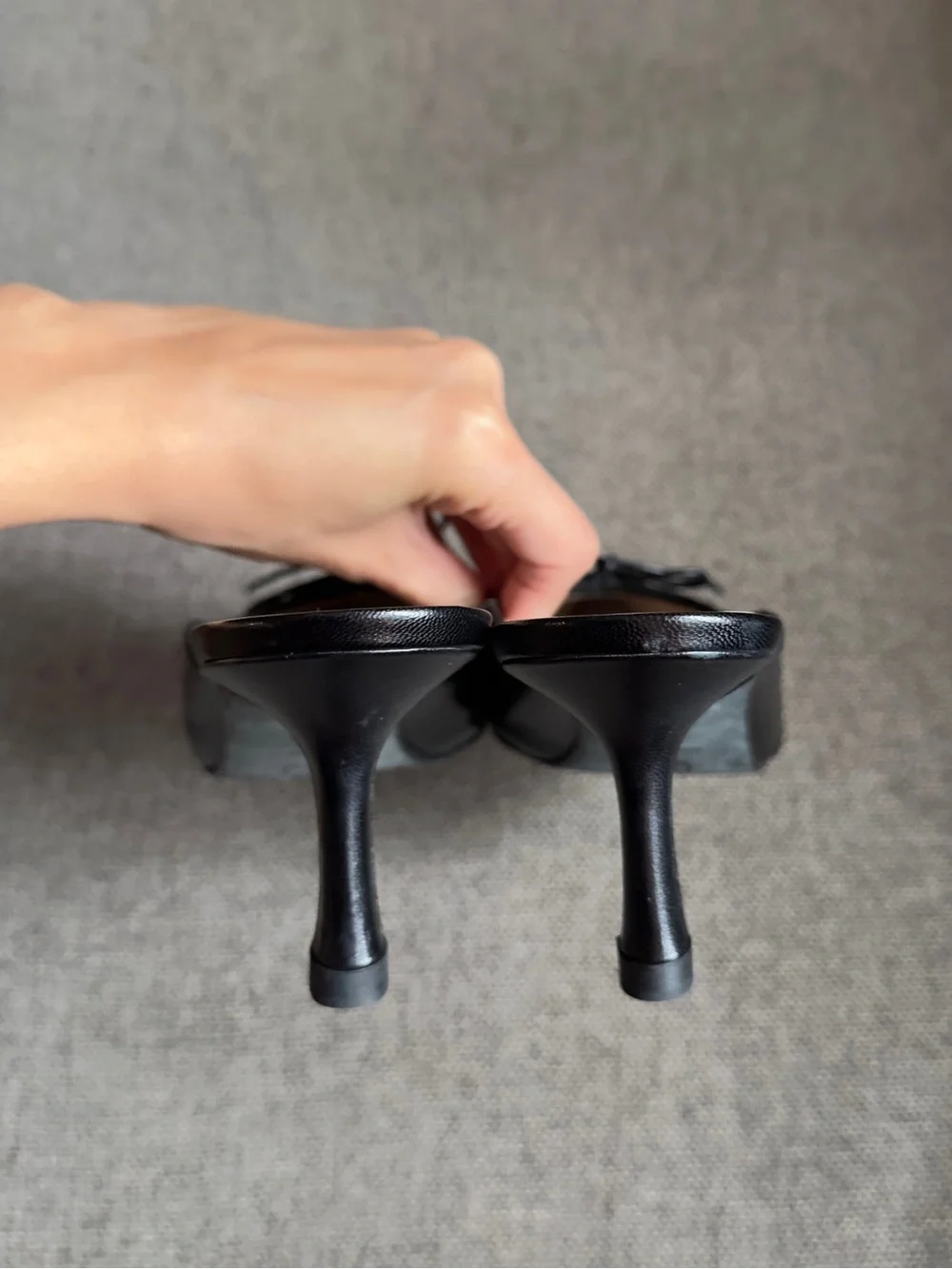 Vintage Chanel black logo heels